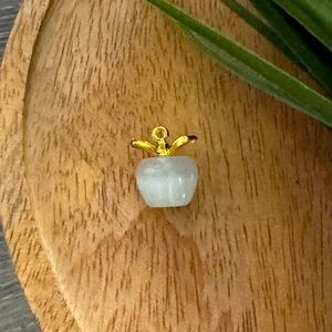 Carved White Cat Eye Gem Apple Pendant 18x14mm